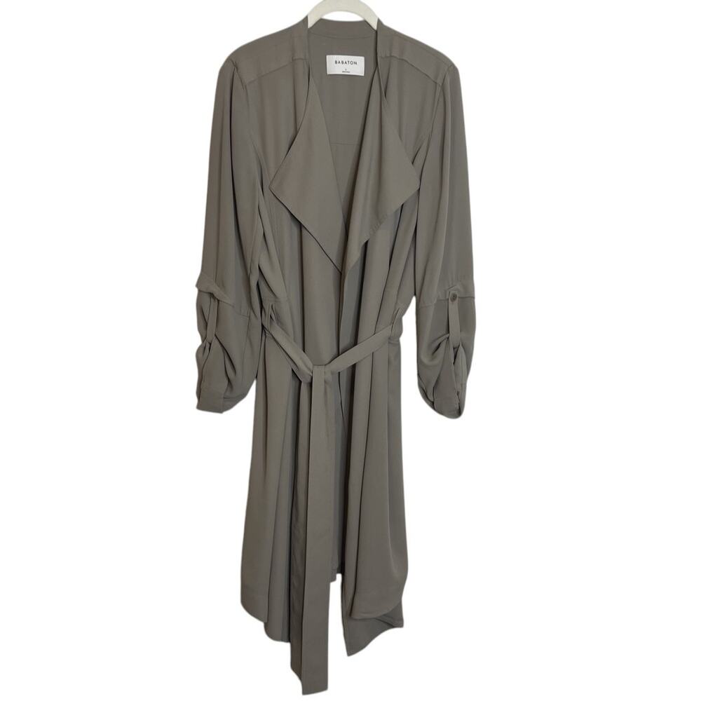 Aritzia Babaton Quincy Trench Coat Taupe Size Large Wrap Dress